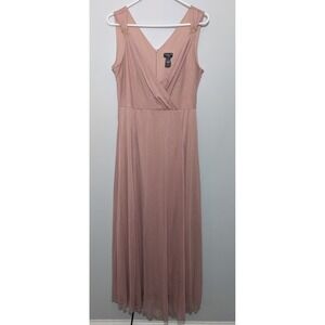 Alexa B Nites Blush Shimmer Maxi Dress Sz 12 Sleeveless VNeck Romantic Flowy